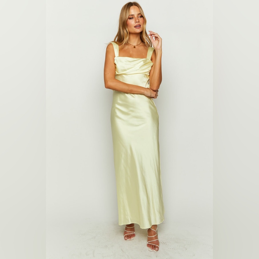 Beginning Boutique butter yellow backless gown